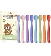 DRKIO 8-Piece Silicone Baby Spoons - Infant Spoons First Stage Self Feeding Baby Led Weaning Supp...
