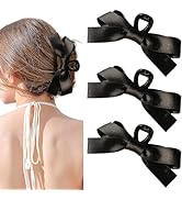 ANBALA 3PCS Bow Claw Clip, Bow-knot Hair Claw Clips for Women, Big Black Hair Claw Clips Silky Sa...