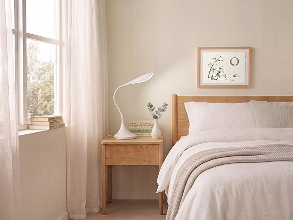 raised lamp head on bedside
