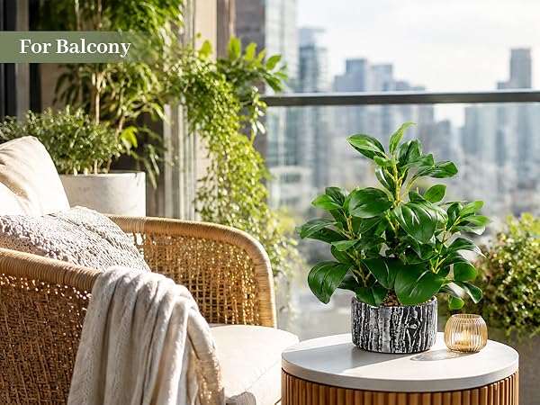 artificial green potted plant balcony side table decor