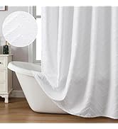 Chyhomenyc Chevron White Shower Curtain 72x72 inches, Fabric Boho Shower Curtain Modern Chic Text...