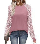 WIHOLL Long Sleeve Shirts for Women Color Block Raglan Tops Casual Crewneck Basic Tees Fall Cloth...