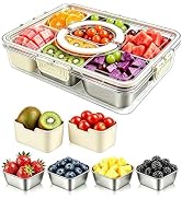 WangshengLe 6 Compartment Snackle Box Container 3.82L with Lid & Handle, 4 PCS Stainless Steel Sn...