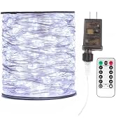 ZELUXDOT Fairy Lights Plug in,100FT 600 LEDs Waterproof Led String Lights,8 Modes Remote Twinkle ...