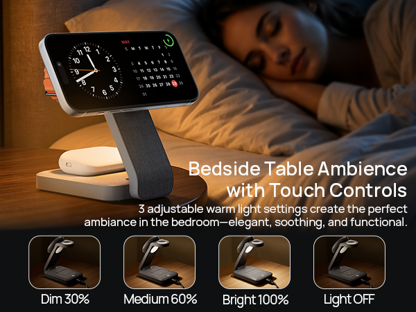 Foldable Travel Phone and Watch Dock with Night Light Apple