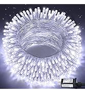 JMEXSUSS 33ft 100 LED White Christmas Lights, 8 Modes Clear Wire Twinkle Fairy String Lights Indo...