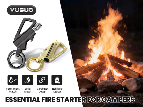 YUSUD 2 Pack Permanent Match Infinity Lighter with Multitool Keychain Bottle Opener