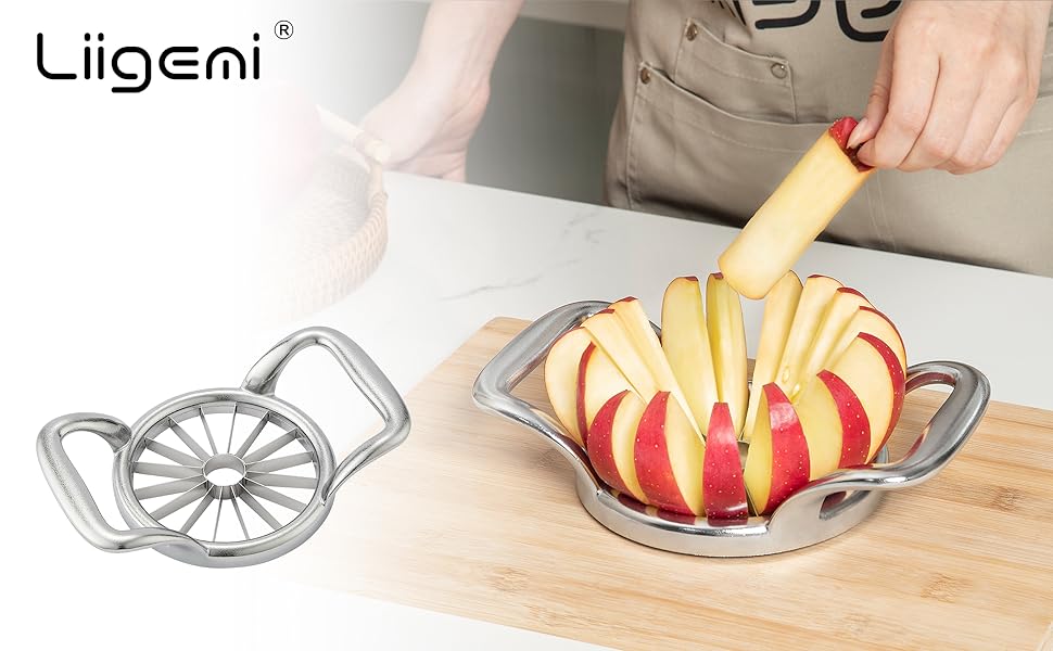 LIIGEMI Apple Slicer with 16 Blades,Extra Large Apple Corer,Sharp Cutter Tool for Fruit
