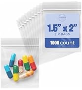 Seal Fresh 1.5 x 2 Inch Resealable Plastic Bags 1000 Pack — Clear Reclosable Mini Bags with Zippe...