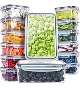 fullstar 28-Piece Plastic Food Storage Containers with Lids (14 Containers & 14 Lids) - Leakproof...