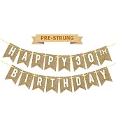 Pre-Strung Gold Happy 30th Birthday Banner Decorations,12 ft No DIY Gold Glitter 30th Birthday Pa...