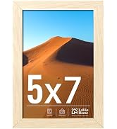 LaVie Home 5x7 Picture Frame for Wall Display, 5x7 Oak Picture Frame with HD Plexiglas, 5 x 7 Pos...