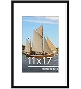 PEALSN 11x17 Picture Frame, Display Pictures 8 x 12 with Mat or 11 x 17 Without Mat for Wall Moun...