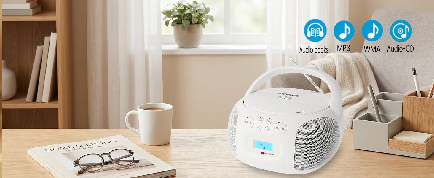 SEVLEE CD-X1 resume playback portable CD player for audiobooks and music lovers
