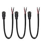 0.8FT 5.5mmx2.5mm 14AWG Pigtail Cable, 12V/24V Female Repair DC Power Cable DC5525 Connector, for...