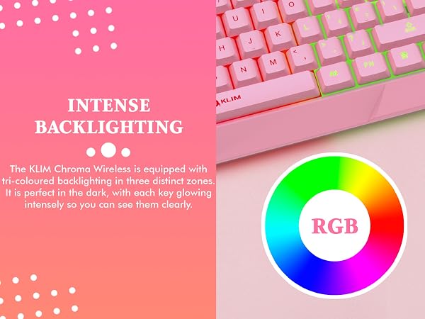 KLIM Chroma pink wireless keyboard pink gaming keyboard pink keyboard