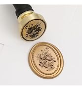 UNIQOOO 3D Relief Wax Seal Stamp, Vintage Frame Bouquet Botanical Brass Head with Wood Handle, Ae...