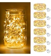 btfarm 6 Pack LED Fairy Lights Battery Operated 3 Modes, 7ft 20 Led Twinkle String Lights Waterpr...