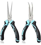 SHALL 6" Mini Needle Nose Pliers Set, 2PCS Long Nose Pliers & Bent Nose Pliers with Comfort Grip ...