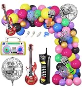 Amandir 80s 90s Theme Party Decorations, 90Pcs Balloon Garland Kit 6PCS Disco Ball Radio Boom Box...