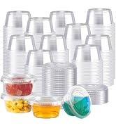 SIUQ 500 Set 2 oz Jello Shot Cups with Lids, Small Plastic Portion Cups | Stackable BPA-Free Disp...