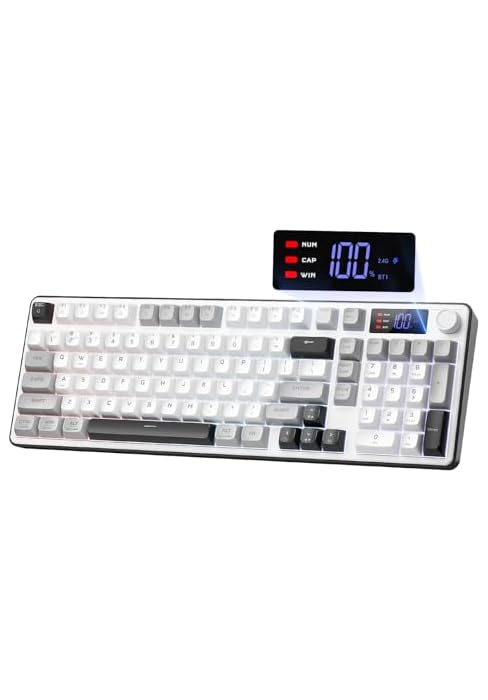 Redragon Wireless Gaming Keyboard, 98-Key Tri-Mode (BT/2.4G/Wired) RGB Computer Keyboard with Kno...