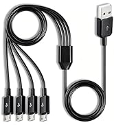 Herfair Micro USB Splitter Cable, 4-in-1 Multi Micro USB Charging Cord, USBMicro Wire Lead Type A...