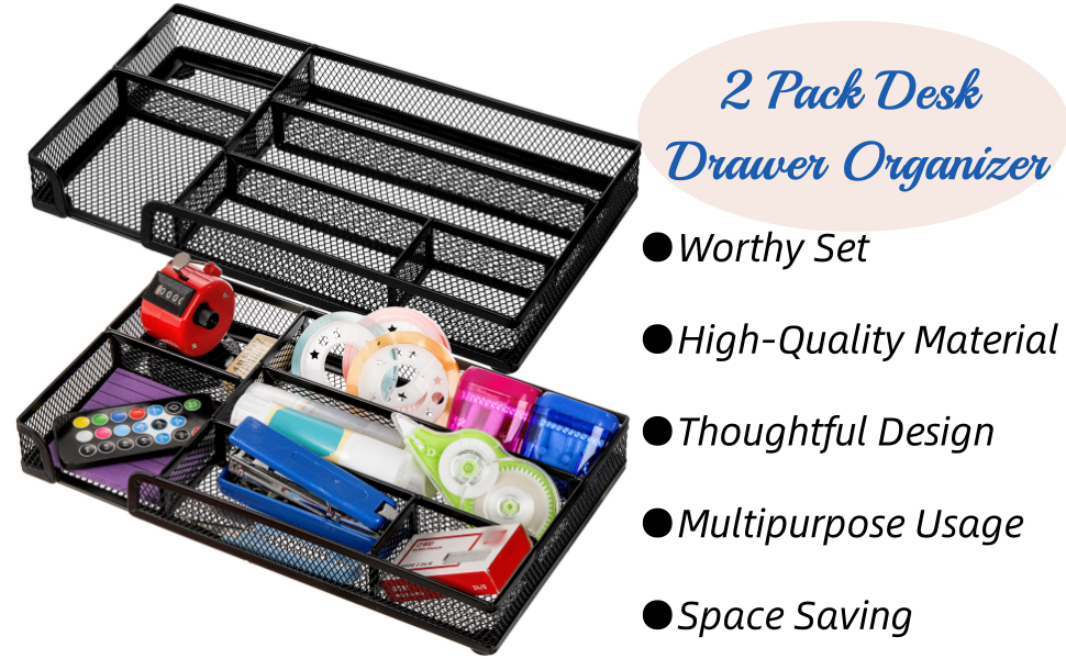 Black Metal Mesh Dividers Drawer Box