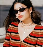 ADE WU Retro Oval Sunglasses 90s Vintage Narrow Small Tiny Oval Sun Glasses Black Tortoiseshell F...