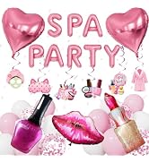 Adeyoo 57 Pcs Spa Party Decorations, Pink and White Spa Party Balloons with SPA PARTY Foil Letter...