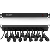 ElecVoztile 16 Outlet PDU Power Strip, 1020J Surge Protection & 15A Overload Switch, Fits 19'' Ne...