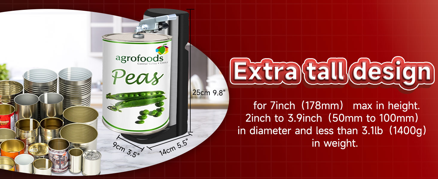 NK-0683 Ideal for Tall & Heavy Cans: Handles cans up to 3.1lbs and 7 inches tall with ease.