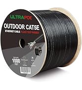 Outdoor Direct Burial Cat5e Ethernet Cable 1000ft, Bulk Cat 5 Network Line, 350MHz, 24AWG Solid B...