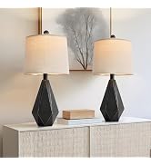 PoKat 20.25'' Table Lamps Set of 2, Bedside Lamp for nightstand, Small Farmhouse Lamps for Bedroo...