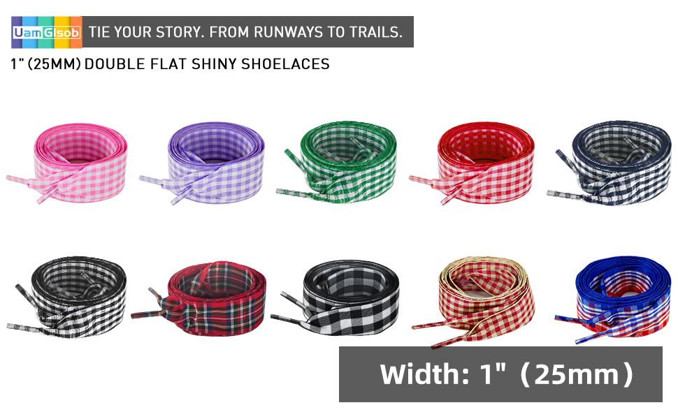 25MM Gingham Ribbon Shoe Laces
