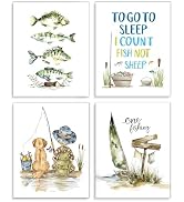 Frimeeme Unframed Fishing Theme Nursery Wall Art Prints,8 x 10 In | 4Pcs Nursery Hunting Wall Art...