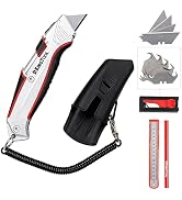 KingTool Self-Retracting Box Cutter with Holster & Belt Clip, Auto Retractable Safety Utility Kni...