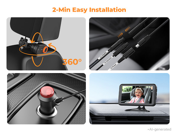 Baby Car Camera Rear-Facing Mirror Monitor Backseat