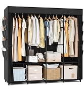 BrFoYu Portable Closet for Hanging Clothes, 67 Inch Wide Portable Wardrobe Closet with Cover, 4 H...