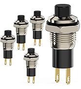 DIYhz Push Button Switch, Self-Locking Mini Switches Latching 10mm Round DC24V 0.5A Black Cap 5PCS