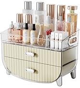 LAMU Makeup Organizer With 2 Drawers, Bathroom Storage With Four Non-Slip Feet And Dust-Proof, Si...