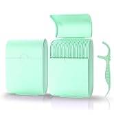 Travel Dental Floss Case 2 Box with 104 Dual Line Floss Picks & Toothpicks -Green,Mint Flavor -Po...