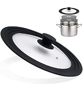 Universal Lid for Pots, Pans and Skillets - Tempered Glass with Heat Resistant Silicone Rim, Fits...