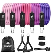 WHATAFIT Resistance Bands, Exercise Bands, Workout Bands with Handles, Door Anchor and Ankle Stra...