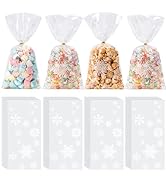 Aegero 120 Pcs Christmas Cellophane Treat Bags, Xmas Gift Candy Goodies Bags with 140 Pcs Twists ...