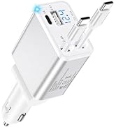 Retractable Car Phone Charger USB C, 4 in 1 Fast Car Charging Adapter with 2 Flexible USB C Cable...