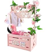 Wooden Baby Shower Crate Closet, Baby Storage Crate Hamper with Handle, Garland and 10 Clothes Ha...