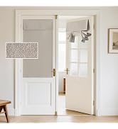 RYB HOME 100% Blackout Linen Door Window Curtains for French Door, Tricia Room Darkening Adhesive...