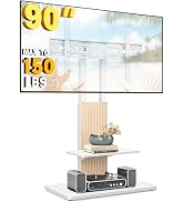TVON Heavy Duty Floor TV Stand for 55-90 inch Large TVs up to 150 lbs, Tall TV Stand with Height ...