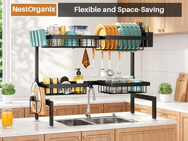 over the sink dish drying rack